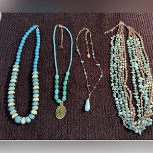 Lot Of Four Faux Turquoise Necklaces...see Description For Various Lengths.